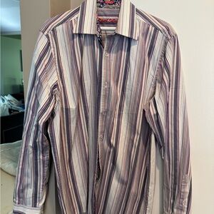 Report Collection Blue and Purple Casual Button Down Shirt